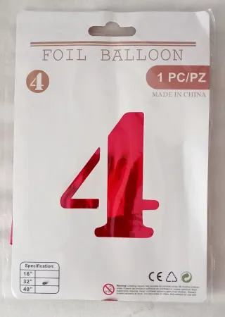 Globo de aluminio | Número 4 Rojo