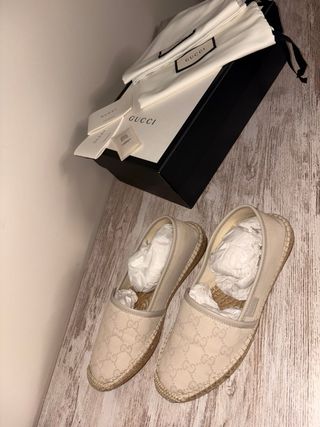 Espartinas Gucci Originales Beige y Gris