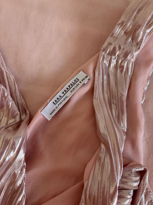 Top Zara metalizado plisado