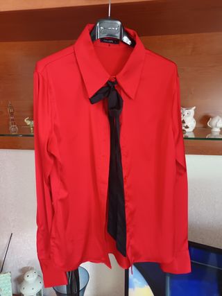 Camicia Calliope effetto seta rossa L