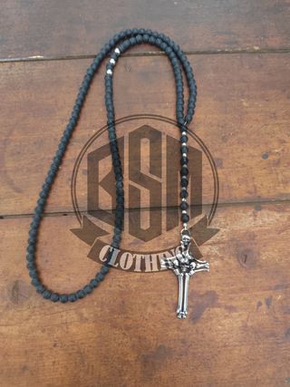 Collana Rosario con Crocifisso Teschio