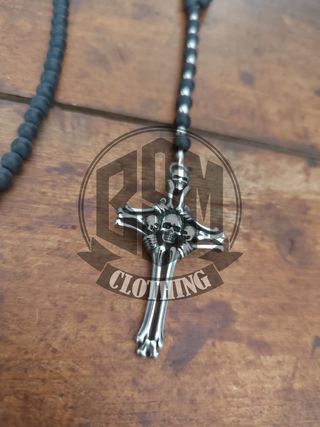 Collana Rosario con Crocifisso Teschio