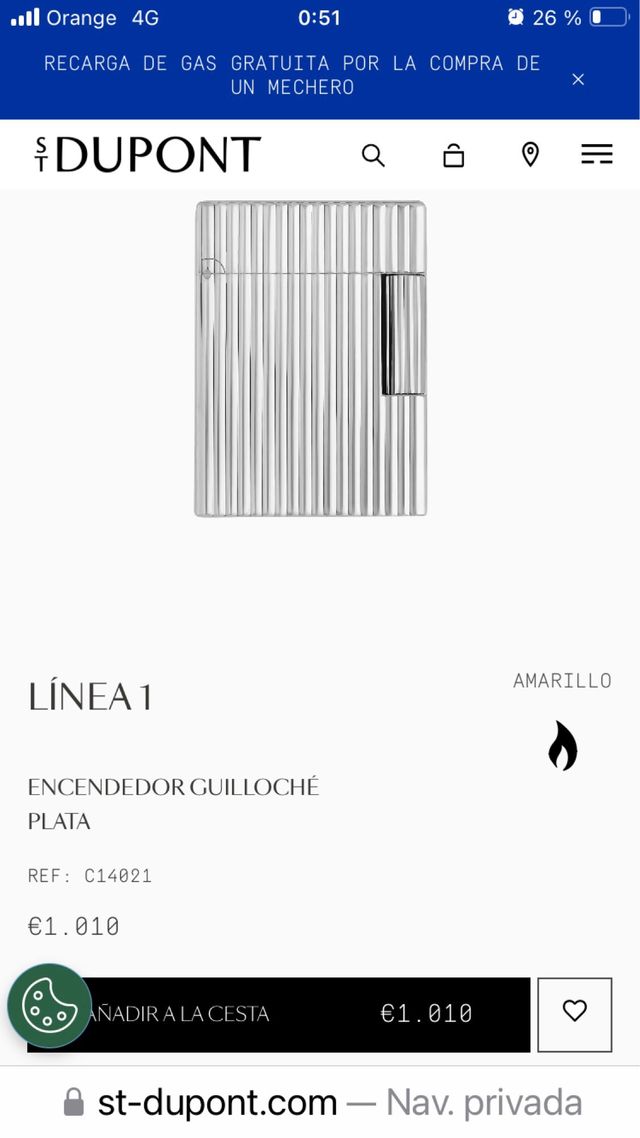 Mechero S.T. Dupont Plata