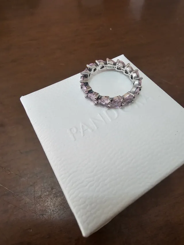 Anillo Pandora Corazones Rosas Plata