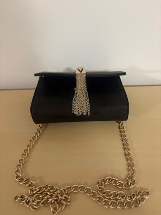 Bolso Mini Valentino Negro Cadena Dorada