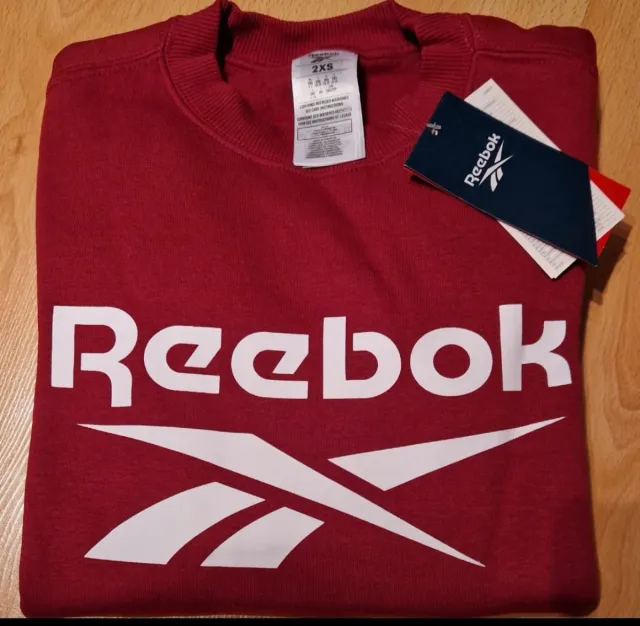 Sudadera Reebok, color burdeos, talla 2XS, nueva