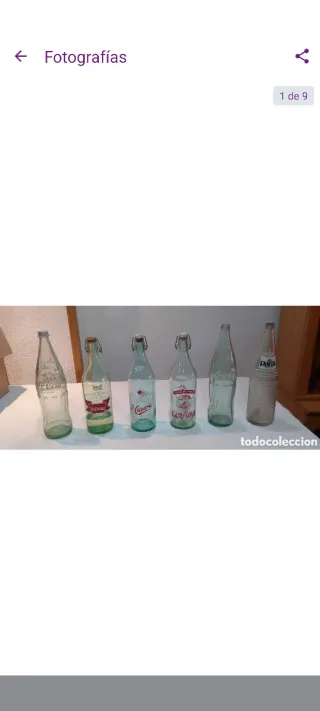 Collezione di 6 bottiglie antiche Coca-Cola Fanta ecc