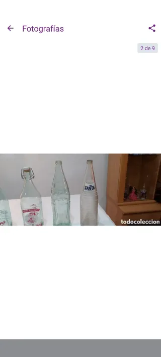 Collezione di 6 bottiglie antiche Coca-Cola Fanta ecc