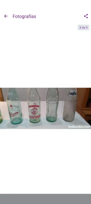 Collezione di 6 bottiglie antiche Coca-Cola Fanta ecc