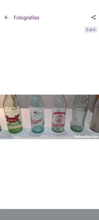 Collezione di 6 bottiglie antiche Coca-Cola Fanta ecc