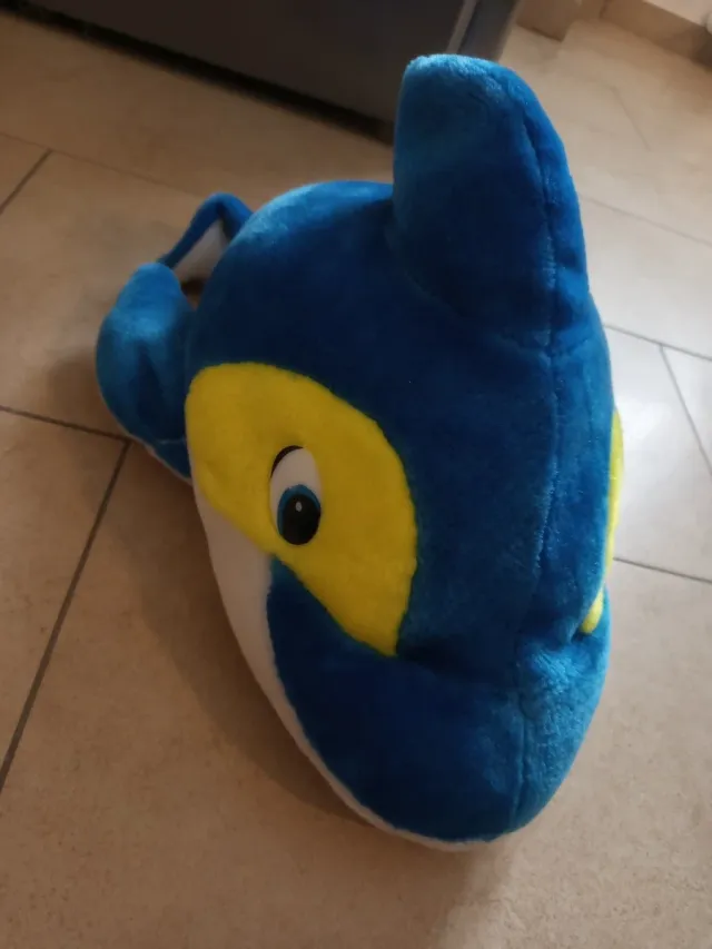 Peluche delfino blu e giallo