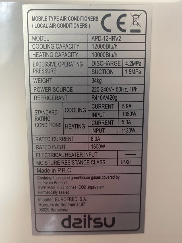 Aire Acondicionado Daitsu Portátil y bomba d calor