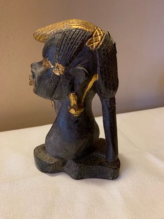 Scultura testa africana in legno dorato