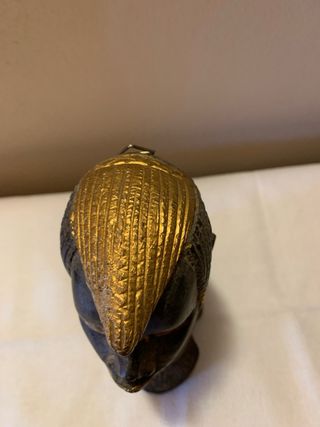 Scultura testa africana in legno dorato