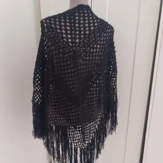 Chal crochet hecho a mano negro