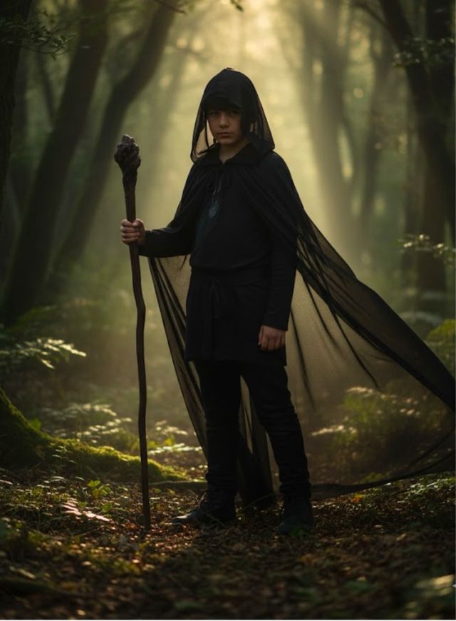 Capa negra con capucha