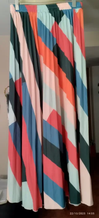 Falda plisada multicolor talla única