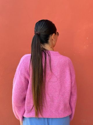 Maglioncino rosa No Vabbè misto lana e alpaca