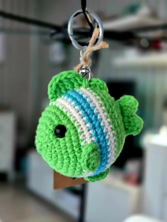 Llavero Pez Crochet Verde