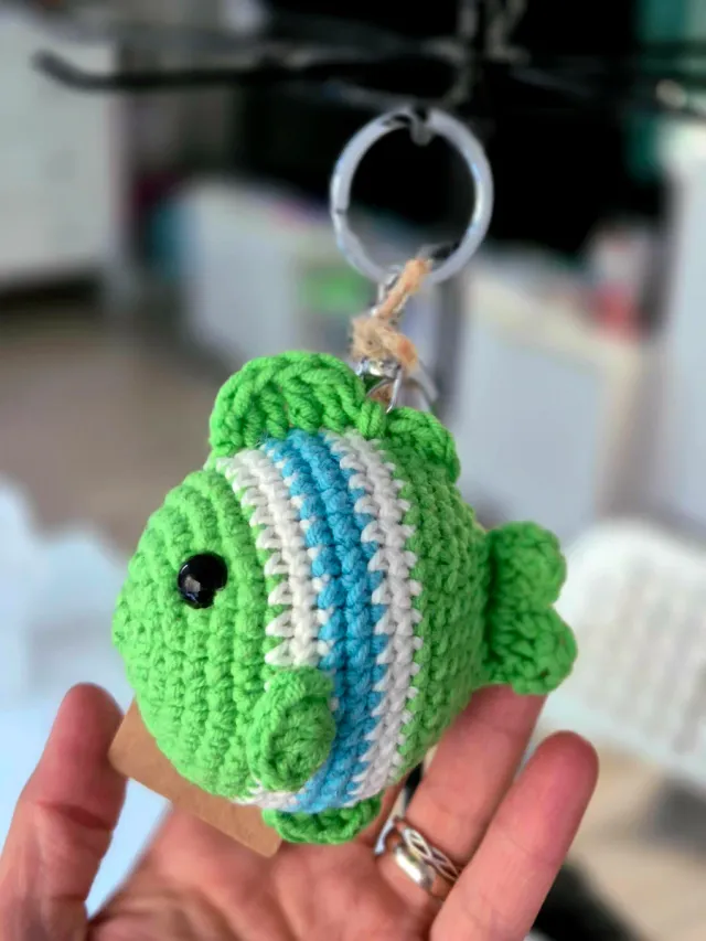 Llavero Pez Crochet Verde