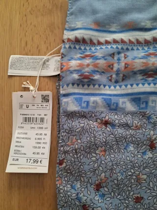 Pañuelo cuello azul y marrón sin estrenar