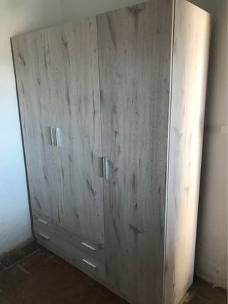 Armario 3 puertas madera beige/blanco