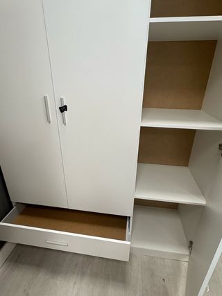 Armario 3 puertas madera beige/blanco