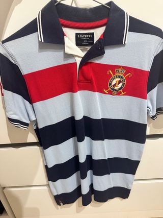 Polo Hackett Rayas Azul Rojo Talla 16 años 