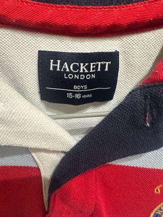 Polo Hackett Rayas Azul Rojo Talla 16 años 