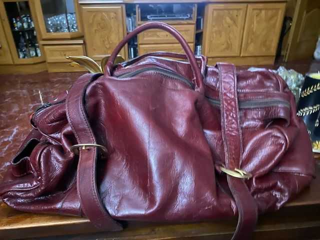 Bolso Piel Vintage Rojo . Retro. Máxima Calidad !