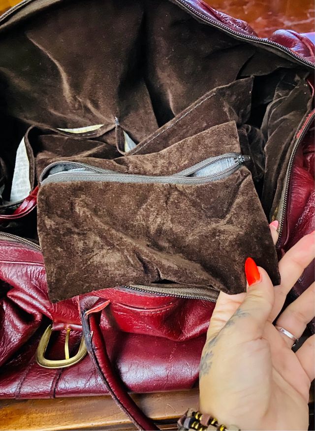 Bolso Piel Vintage Rojo . Retro. Máxima Calidad !