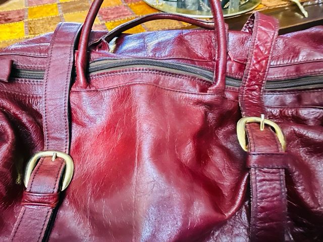 Bolso Piel Vintage Rojo . Retro. Máxima Calidad !