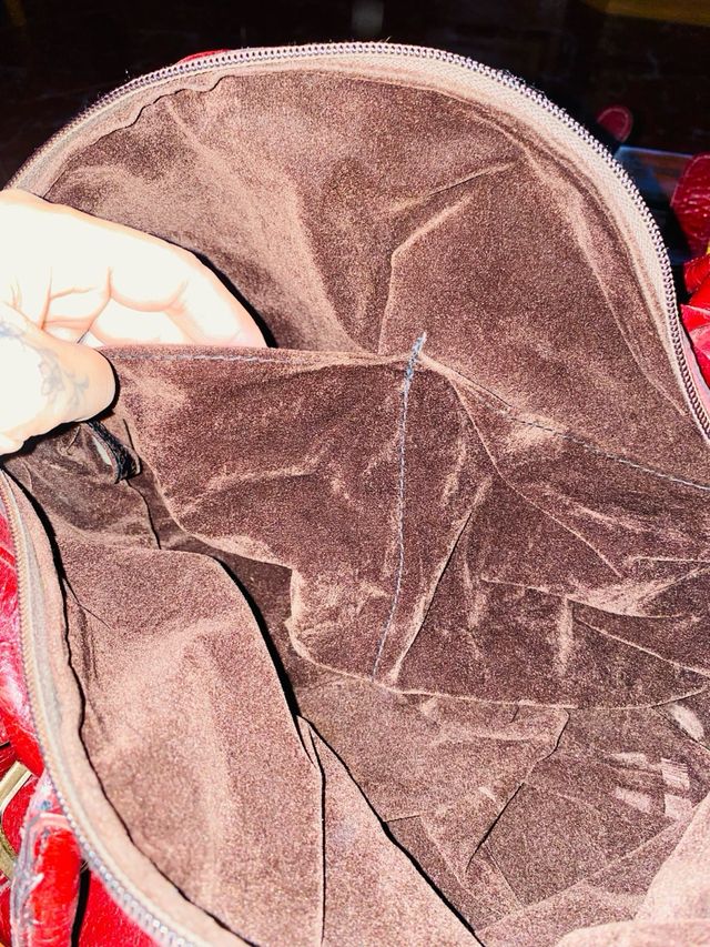 Bolso Piel Vintage Rojo . Retro. Máxima Calidad !