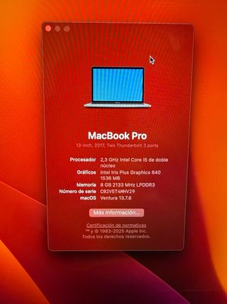 MacBook Pro 13 Intel Core i5 2.3 GHz 8G RAM 256 GB