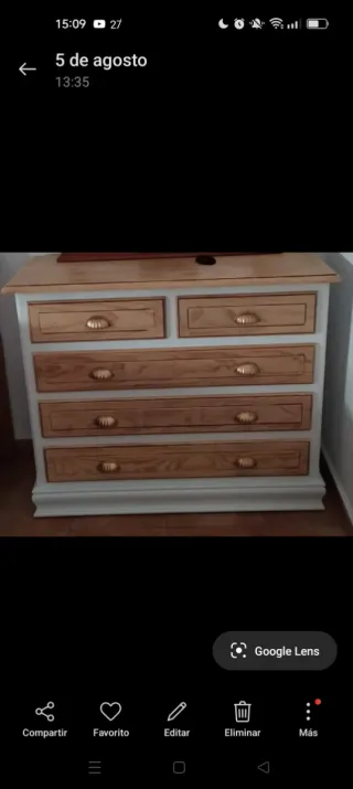 Cómoda de madera maciza.
L 1,05
F 40
A 85