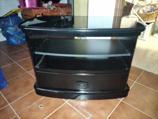 Mesa para TV, cristal, negra, giratoria.