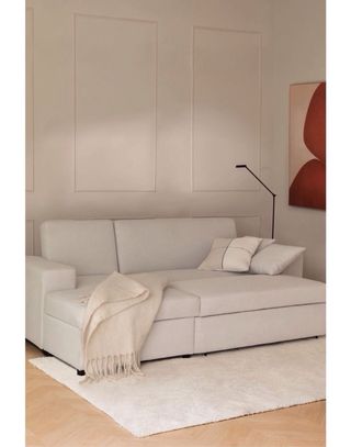 Sofá Cama Chaise Longue Beige