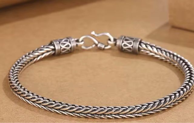 Pulsera Caballero Plata Estilo Indio