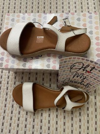 Sandalias piel y esparto talla 38