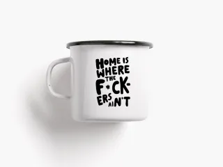 Tazza smaltata Home Is Where metallo 8×8×8 cm