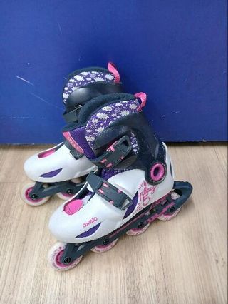 Patines Línea Niños Oxelo Play 5 Gris Rosa
