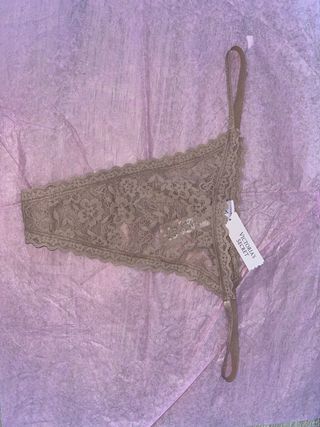 Tanga Victoria's Secret Encaje Beige