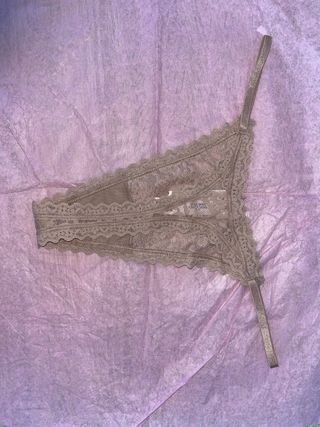 Tanga Victoria's Secret Encaje Beige
