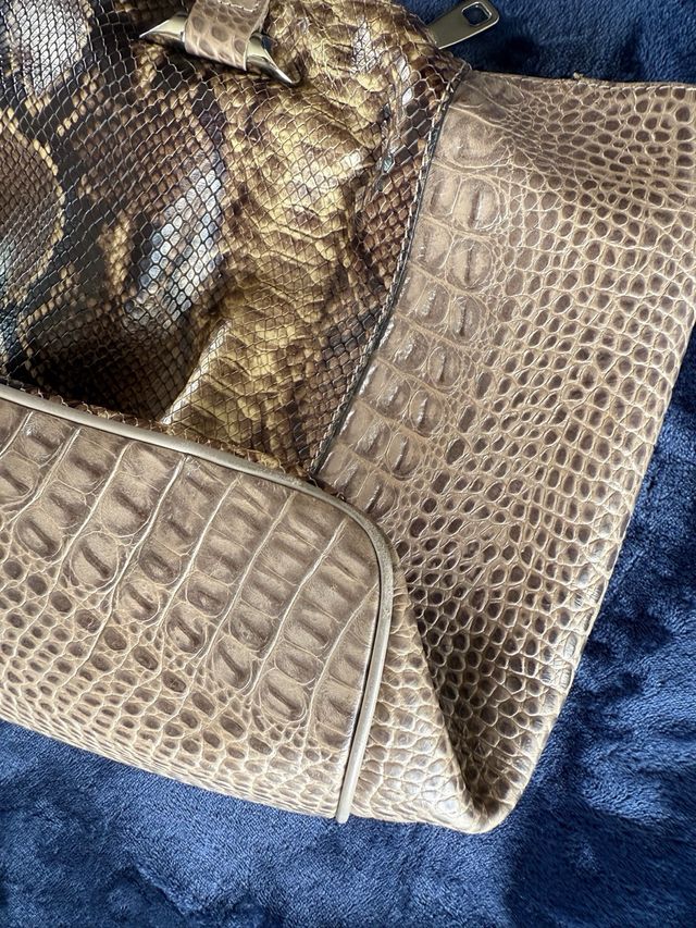 Bolso Uterqüe Piel Serpiente y Caimán