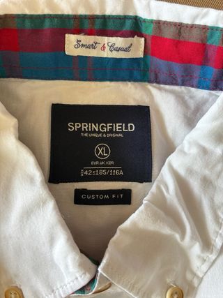 Camisa Springfield Algodón Blanca XL manga larga 