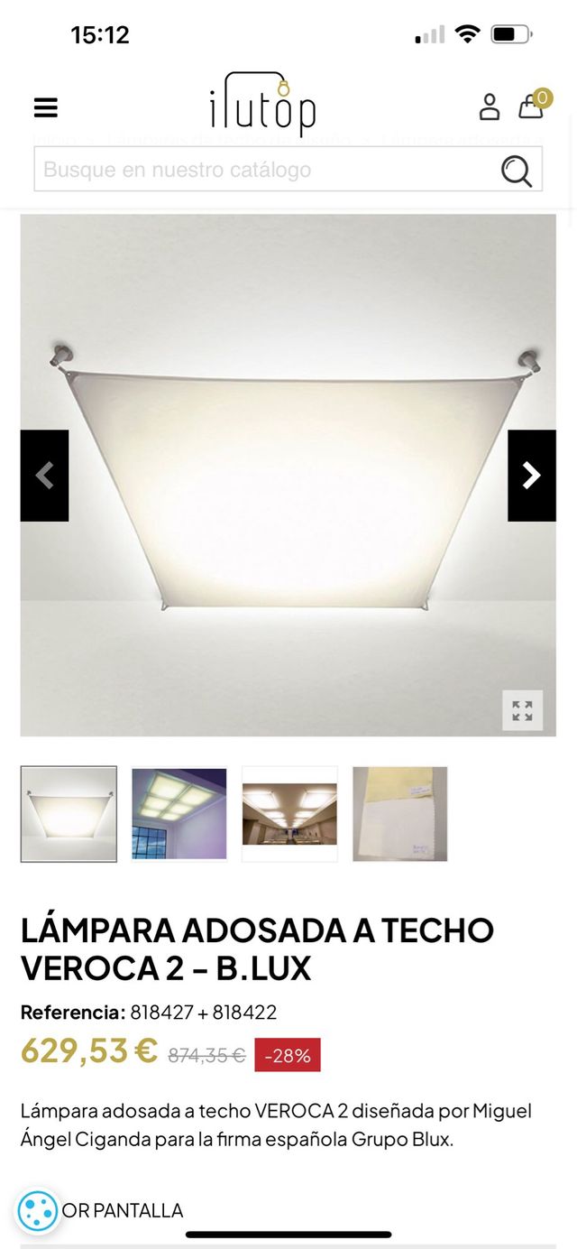 Lámpara techo tela VEROCA 2 B.LUX