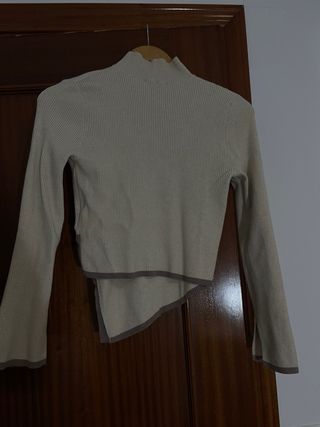 Jersey de punto beige y marrón