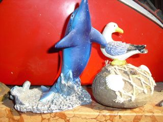 Statuette Ceramica Animali Delfino Mare Gabbiano