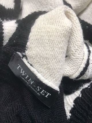Twin Set Maglione Jacquard Cuori Bianco Nero