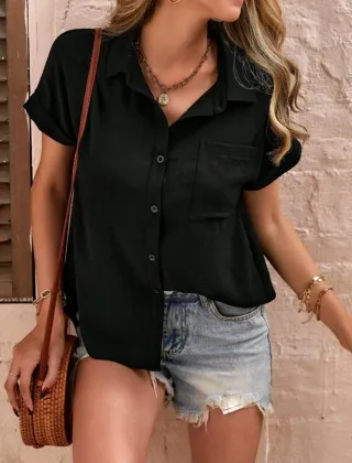 Blusa negra manga corta